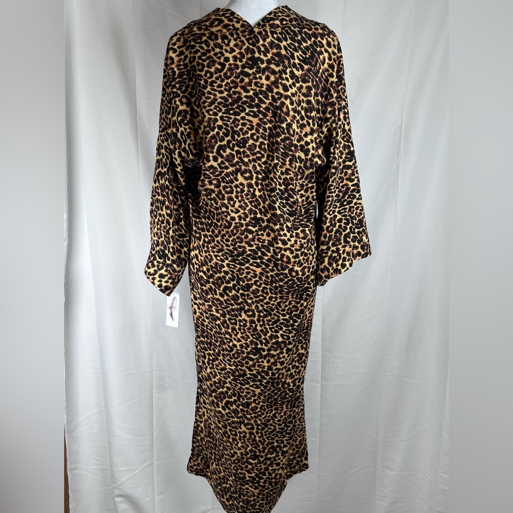 Jessica Simpson Animal Print Duster Women’s Small Brown Gold Wide Sleeve - Picture 4 of 8